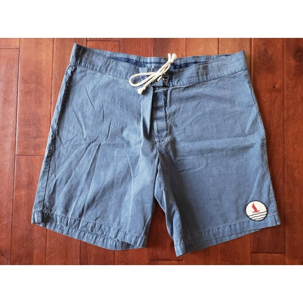 Sol Angeles Blue Drawstring Swim Trunks Shorts Mens XL MSRP $124